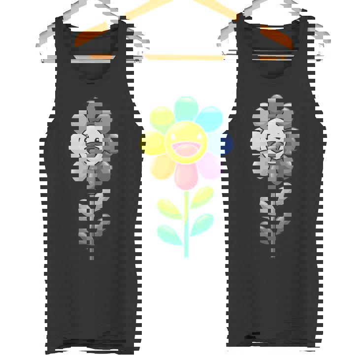 Donna Girasole Con Petali Colorati In Blu Rosso E Turchese Con Collo A Canotta