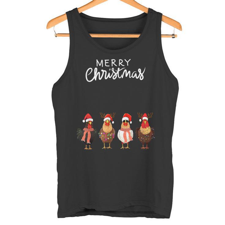 Frohe Weihnachten Hühner Mit Weihnachtsmützen Süßer Hühnerliebhaber Tank Top