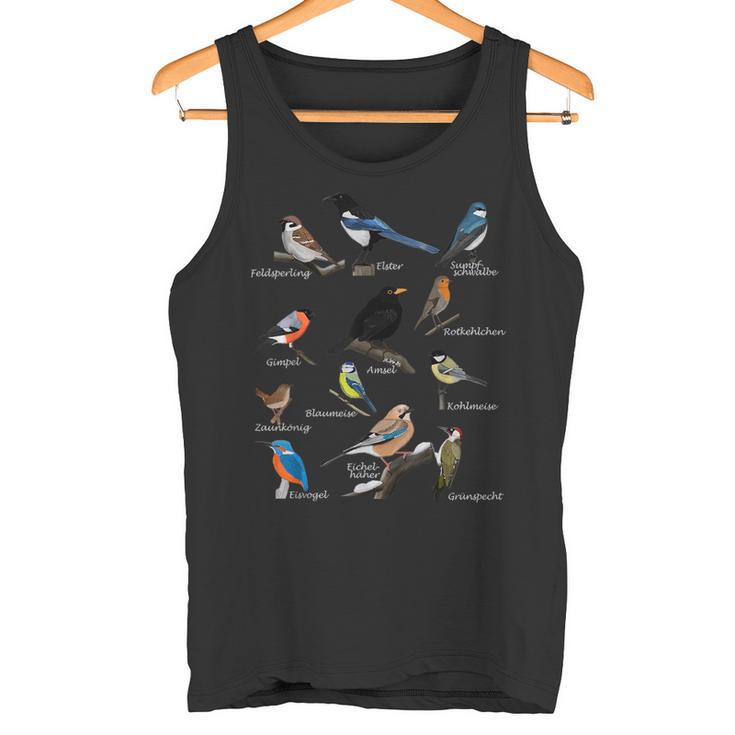 Garden Birds Bird Drawing Bird Blue Tit Robin Tank Top