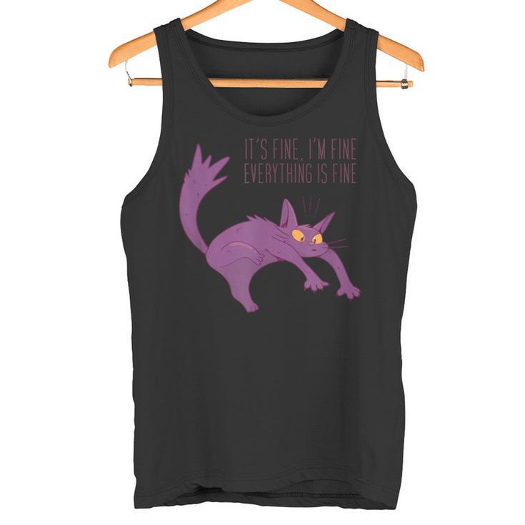 Gato Divertido Está Bien Estoy Bien Todo Está Bien Camiseta sin mangas