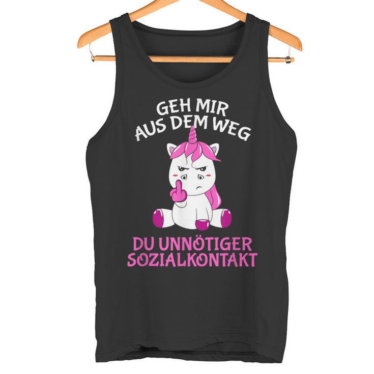 Geh Mir Aus Dem Weg Du Unnötiger Sozialkontakt Unicorn Tank Top