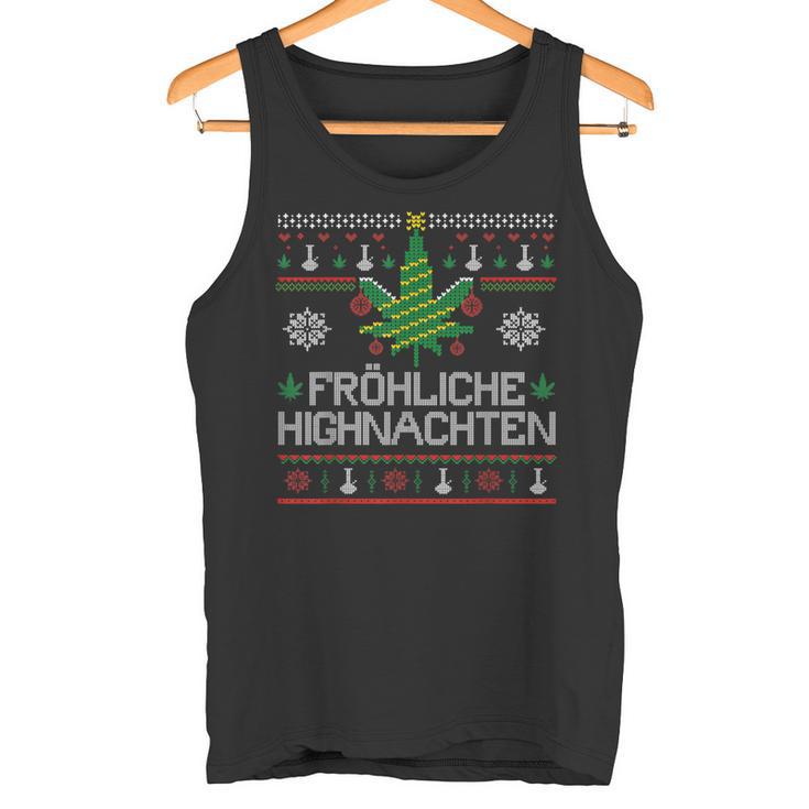 Happy Highnachten Ugly Christmas Hemp Marijuana Tank Top