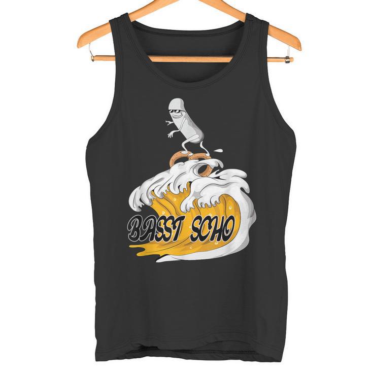 Hefeweizen Welle Mit Surfende Weißwurst Basst Scho Pretzel Tank Top