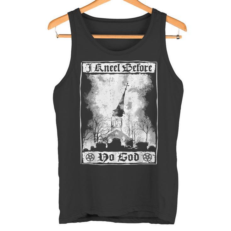 Ich Knieor Keinem Gott Atheist Burning Church Antichrist Tank Top