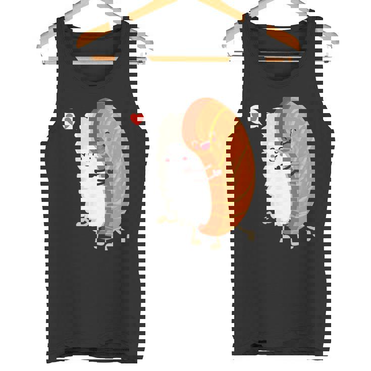 Kawaii Sushi Hug Riso E Salmone Hug Japanese Sushi Graphic Canotta