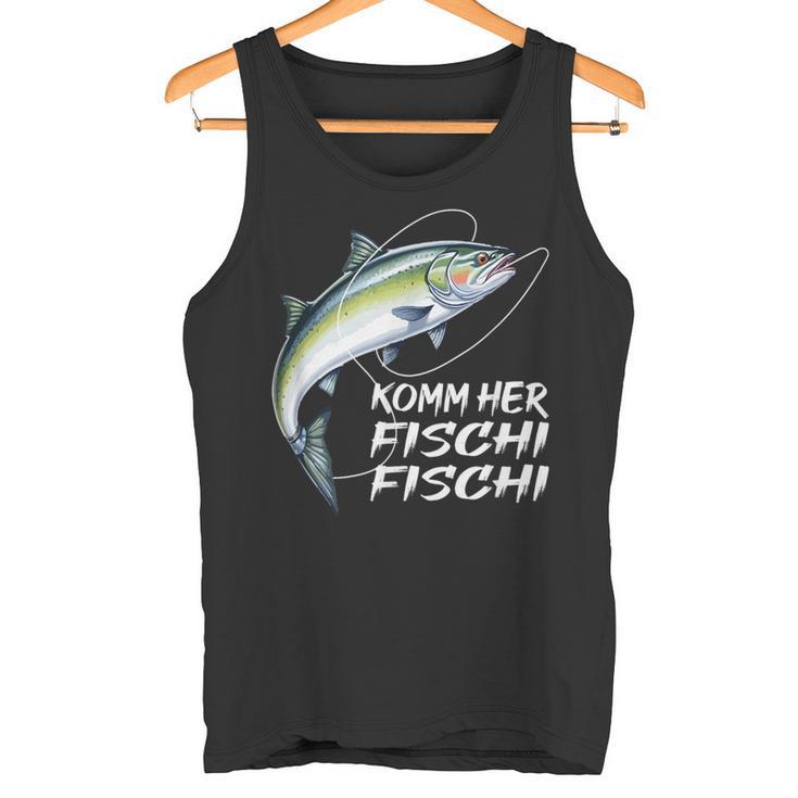 Komm Her Fischi Fischi Slogan Fishing Tank Top