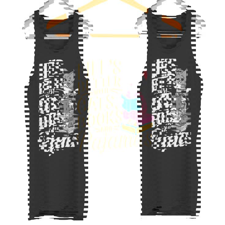 Laida Es Mejor Con Gatos Libros Y Pijamas Divertido Amante De Los Gatos Camiseta sin mangas