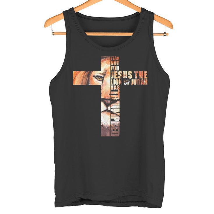 Lion Judah Jesus Cross Christ Bibleerse Faith Church Tank Top