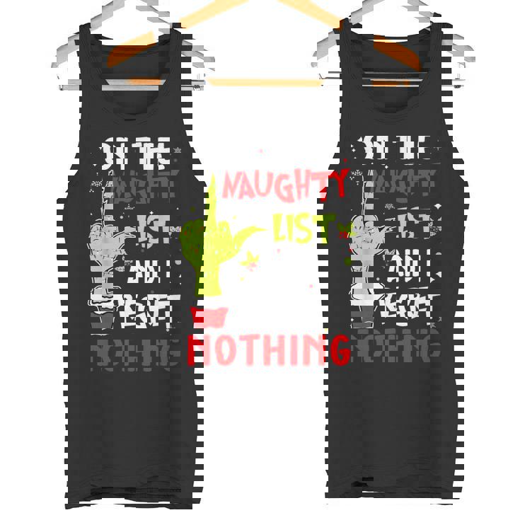 On The List Of Naughty And I Regret Nothing Christmas Tank Top