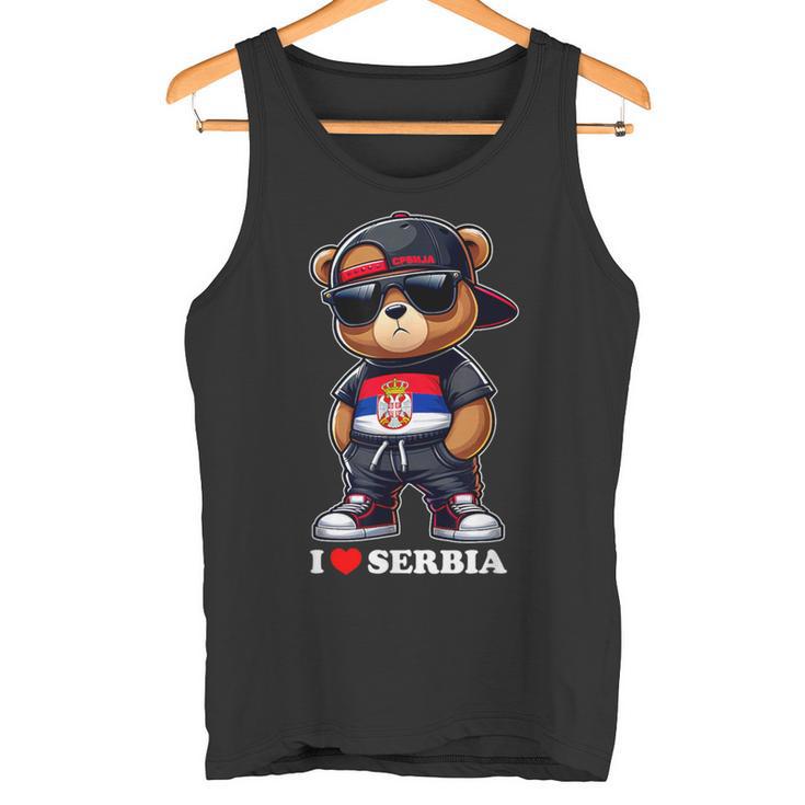 I Love Serbia Serbian Flag Teddy Bear Srbija Tank Top