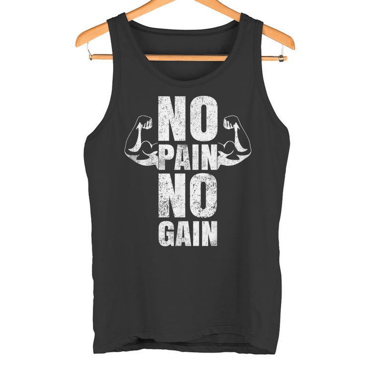 Lustiges Gym No Pain No Gain Geschenk Fitnessstudio Sprüche Tank Top