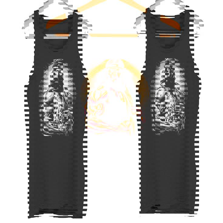 Muscular Jesucristo Divertido Levantamiento De Pesas Jesús Gimnasio Deportes Camiseta sin mangas
