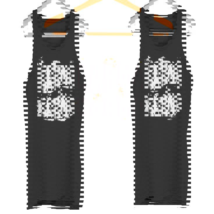 Naranja Gris Gatos Blanco Textos De Karma Citas De Memes Camiseta sin mangas