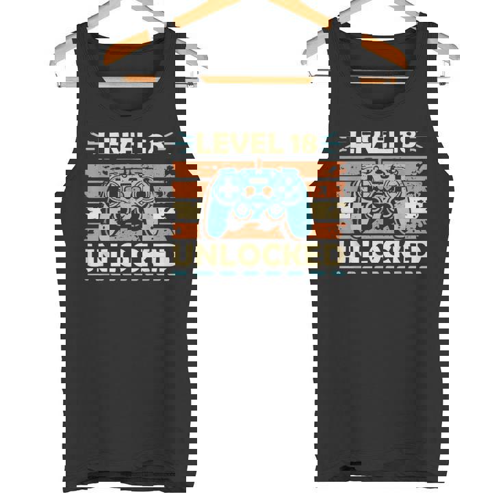 Nivel 18 Desbloqueado 18 Cumpleaños 18 Añosideojuegos Camiseta sin mangas