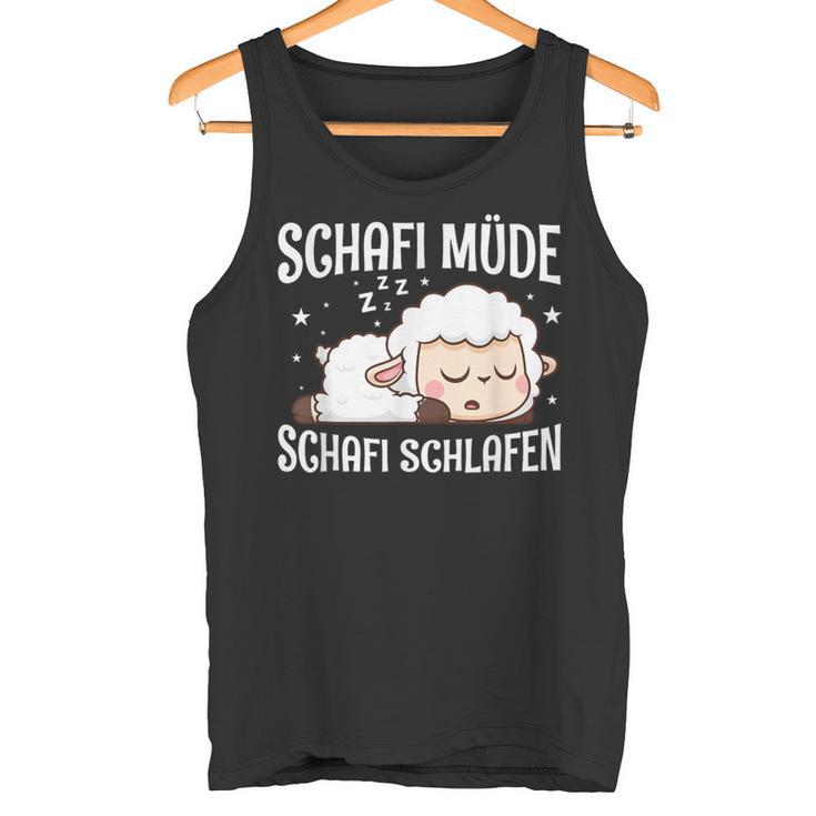 Schafi Müde Schafi Schlafen Schaf Pyjamas Schlaf Saying Tank Top