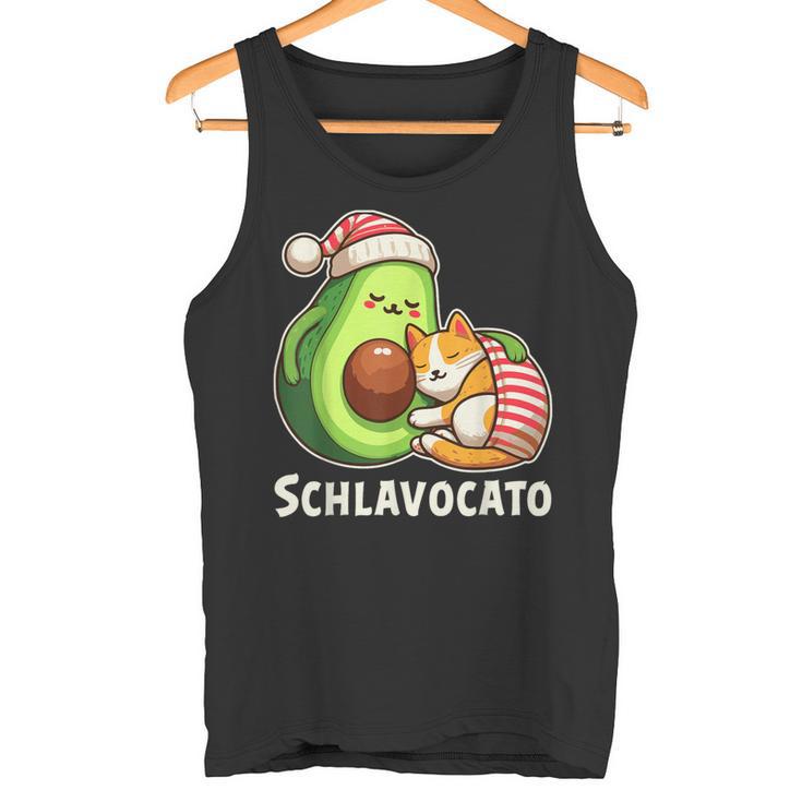 Schlavocato Official Sleep Pyjamas Sleep Avocado Cat Tank Top