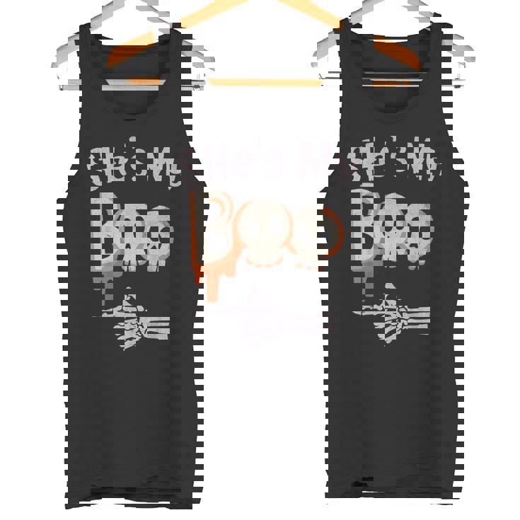 She’s My Boo Skull Face Matching Halloween Pajama Couples Tank Top