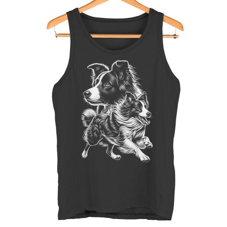 Super Cute Border Collie Photorealistic Portrait Tank Top