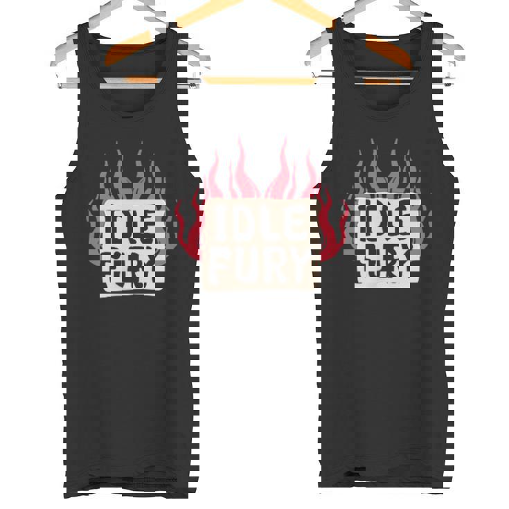 Ver Impresión Trasera Idle Fury Fuego Tatuaje Japonés Tigre Camiseta sin mangas