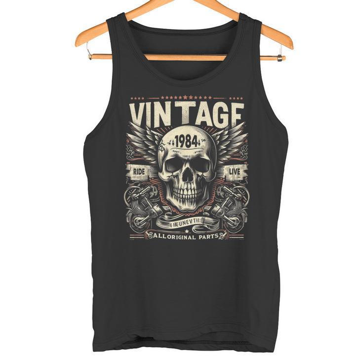 Vintage 1984 Born 1984 Birthday Skull Biker Motorcycle Tank Top