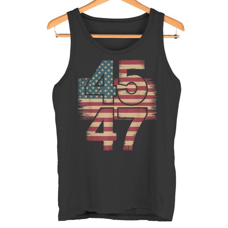 Vintage American Flag Retro 45 47 Trump 2024 Tank Top