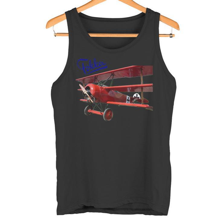 Vintage Car Aeroplane Fokker D3 Triplane Red Baron Ww1 Tank Top