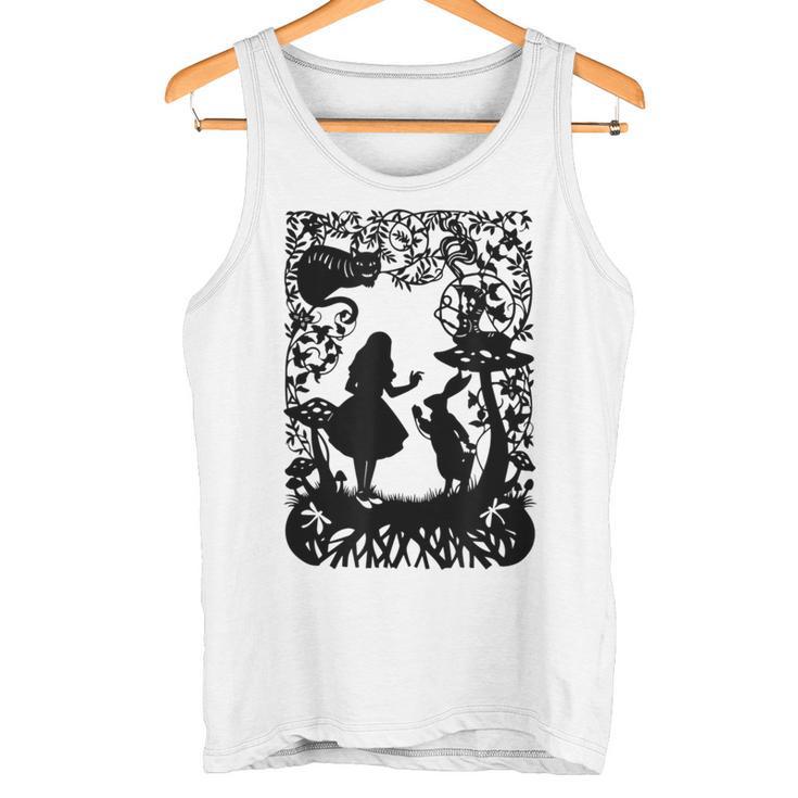 Alice In Wonderland With Cat And Rabbit S Tank Top