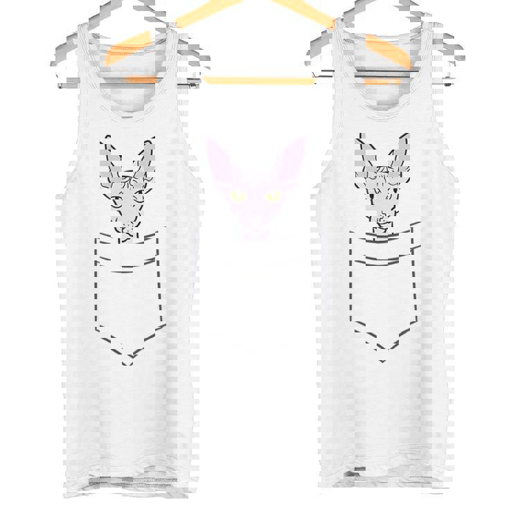 Divertido Gato Sphynx En El Bolsillo Lindo Bebé Sphynx Gato Camiseta sin mangas
