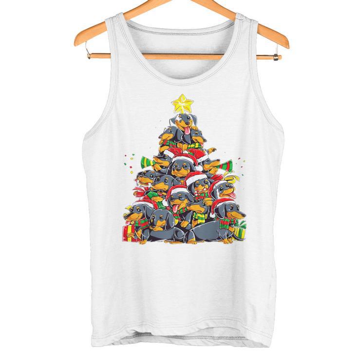 Christmas Cute Dachshund Christmas Tree Dog Tank Top