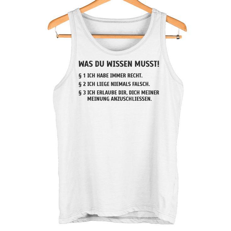 Ich Habe Immer Rechtthaber Klugscheißer Besserwisser Gray Tank Top