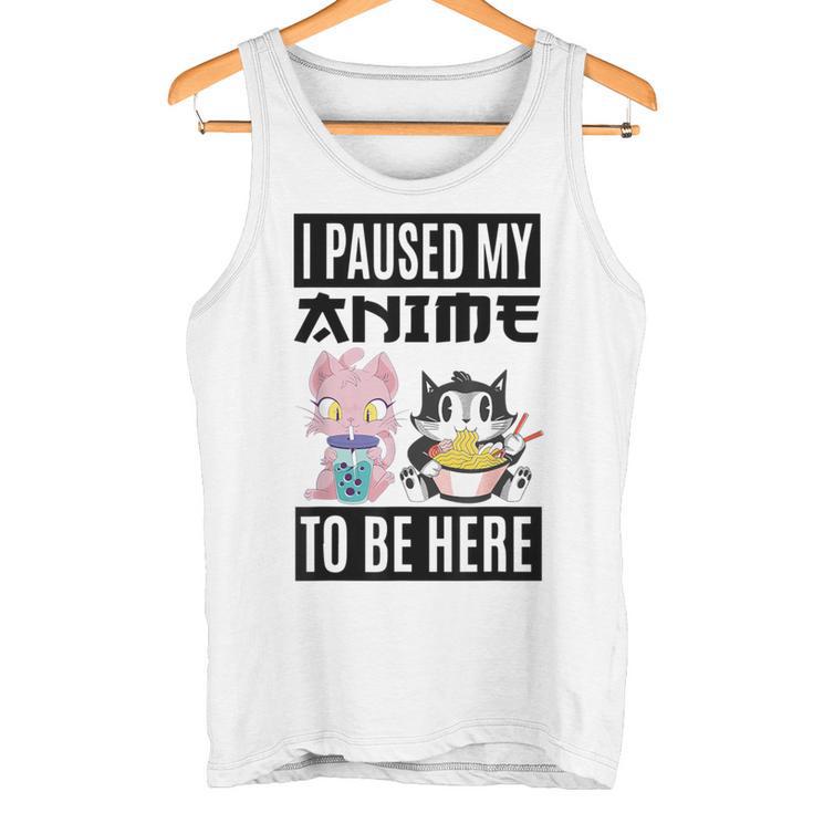 Ich Habe Meinen Anime Pausiert Hier Zu Sein Ramen Kawaii Cat Gray Tank Top