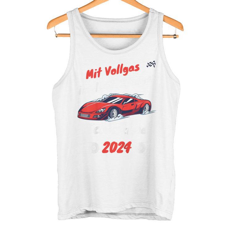 Kinder Endlich Schulkind 2024 Boy School Cone Racing Car First Day At School Tank Top