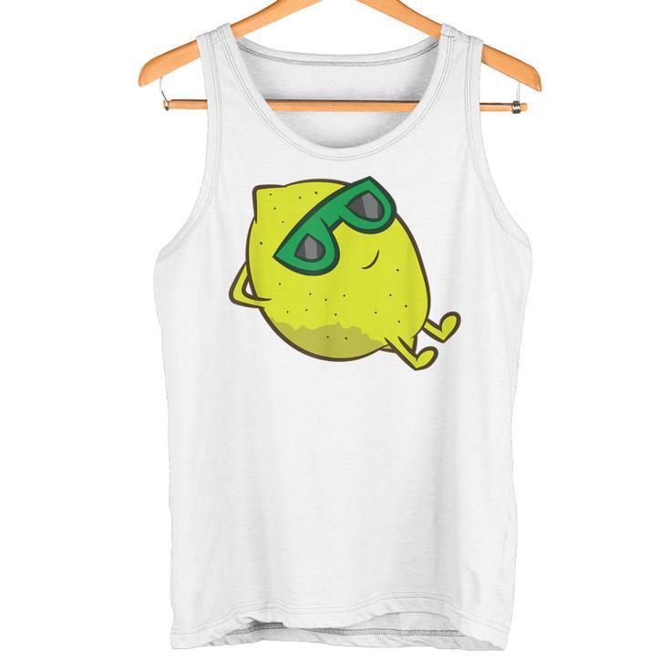 Lemon Summer Fruit Sunglasses On Lemon Tank Top