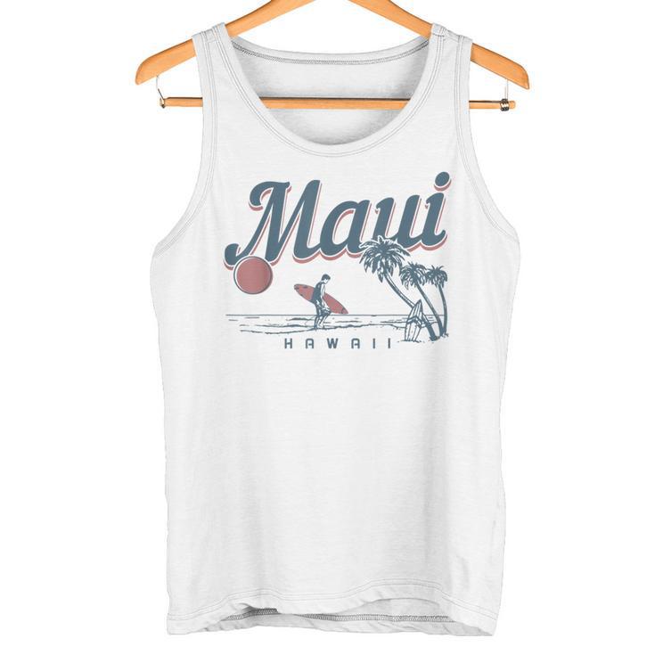 Maui Hawaii Surf Beachintage Souvenir Surfer Gray Tank Top