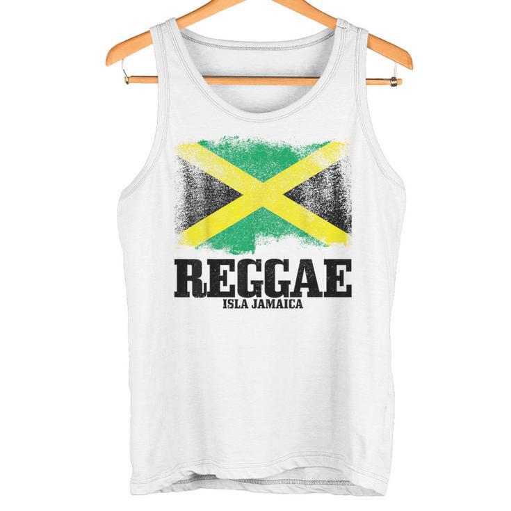 Reggae Isla Jamaica Jamaica Flag Rastafari Rastaintage Gray Tank Top