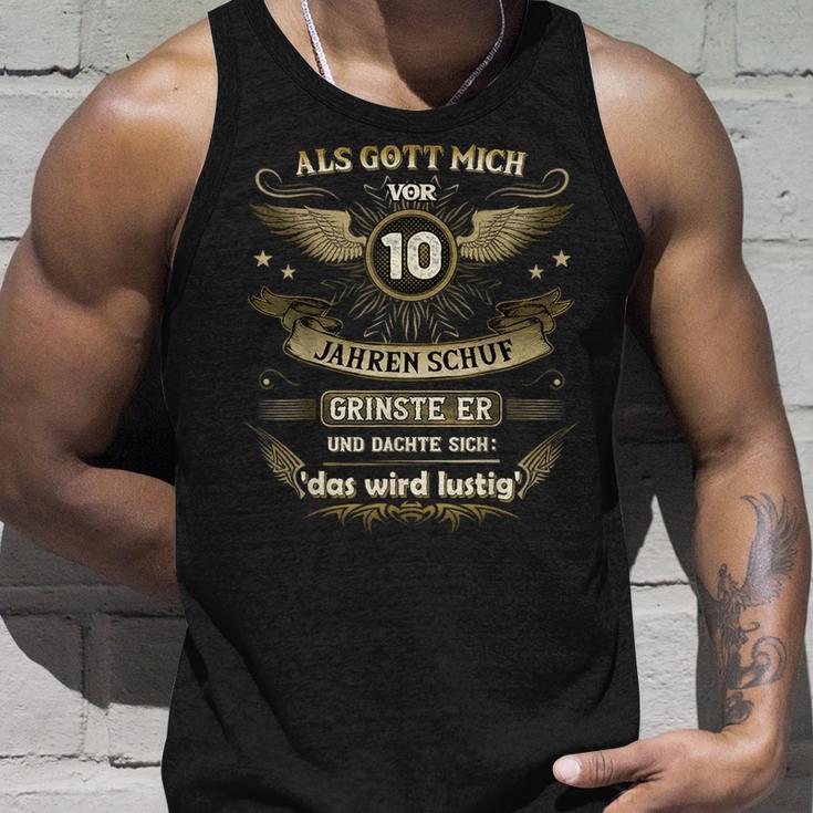 10Th Birthday Als Gott Michor 10 Jahre Schuf Grinste Er Grins Tank Top Geschenke für Ihn