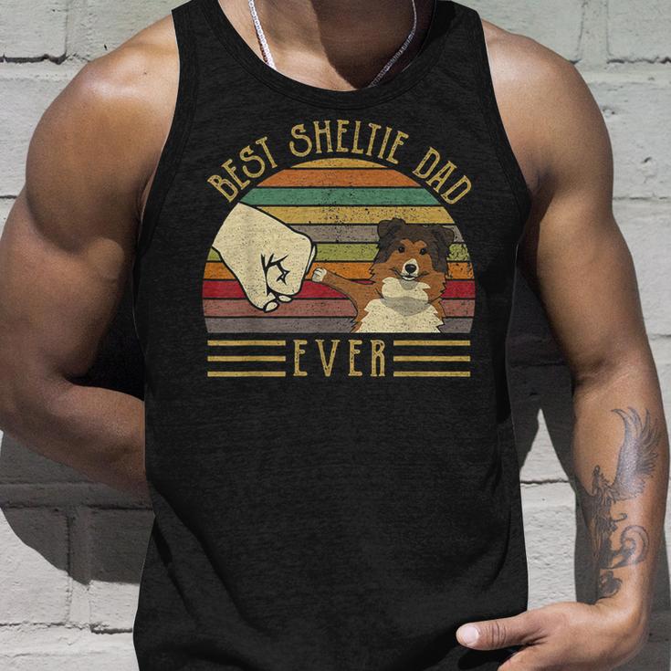 Best Sheltie Dad Ever Retrointage Sunset Tank Top Geschenke für Ihn