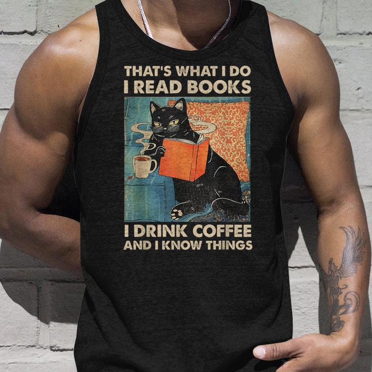 Cat Ich Lese Books Ich Trinke Kaffee Und Weiß Dinge Tank Top Geschenke für Ihn