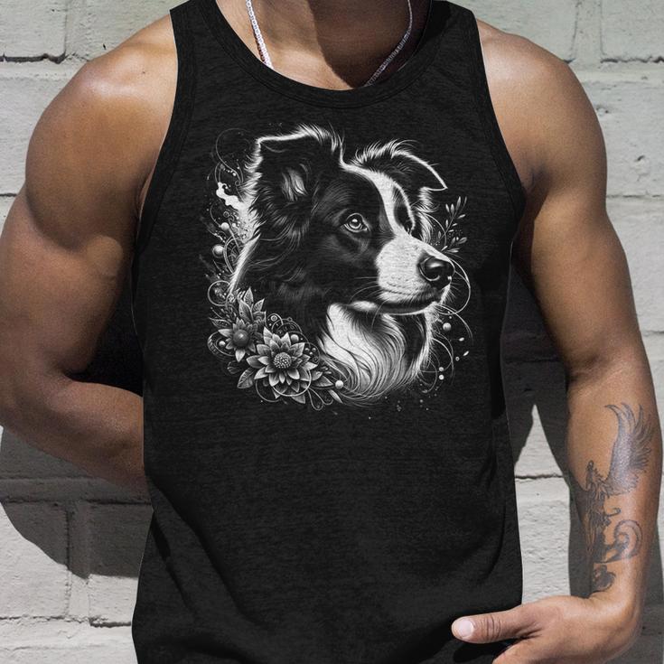 Cool Border Collie Artistic Portrait Tank Top Geschenke für Ihn