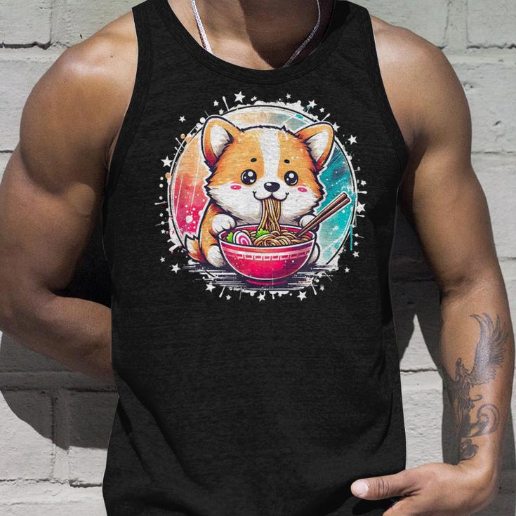 Corgi Dog Ramen Noodles Anime Cute Kawaii Manga Corgi Dog Tank Top Geschenke für Ihn