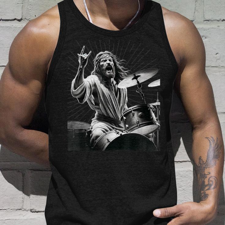 Drummer Rock Jesus Drums Tank Top Geschenke für Ihn