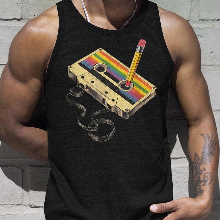 Nerd Retro Cassette Pencil Computer Old School Tank Top Geschenke für Ihn