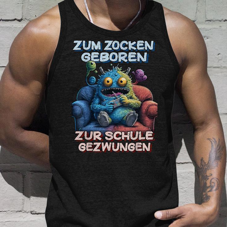 Gamer Computer Zum Zocken Geboren Zur Schule Gezwungen Tank Top Geschenke für Ihn