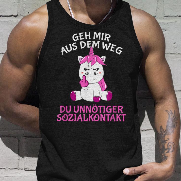 Geh Mir Aus Dem Weg Du Unnötiger Sozialkontakt Unicorn Tank Top Geschenke für Ihn