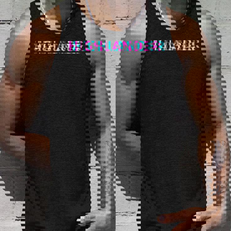 Highlander Cool Cat Edgy Glitch Arte Estetica Canotta Regalos para él