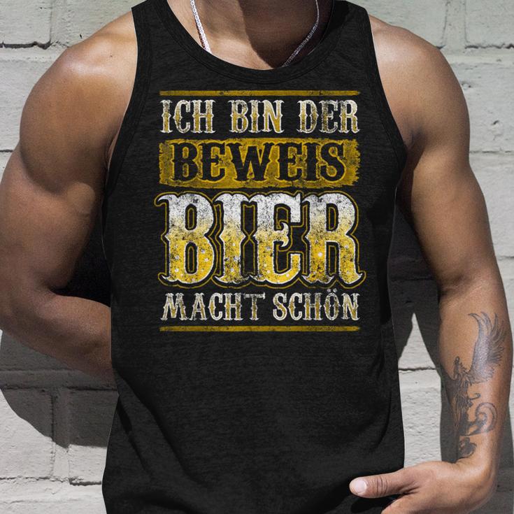 Ich Bin Der Beweis Bier Macht Schön Alkohol Durst Saufen German Tank Top Geschenke für Ihn