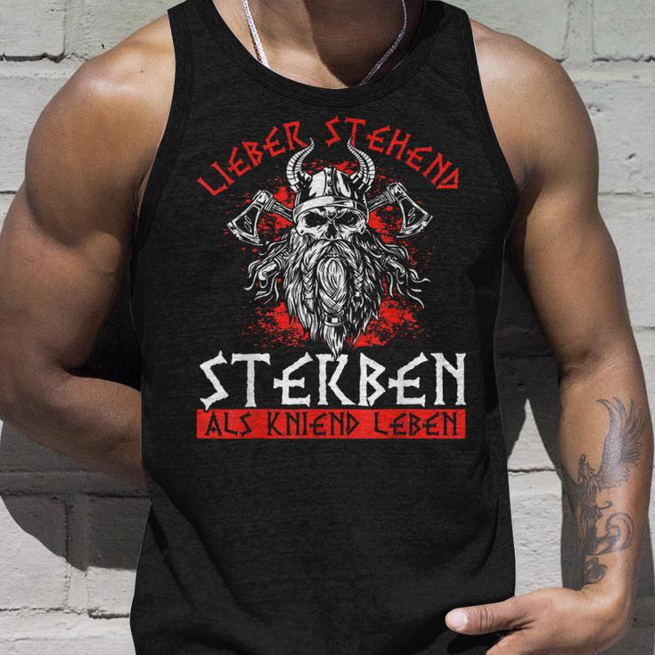 Lieber Stehend Sterben Als Kniend Leben Tattoo German Rock Tank Top Geschenke für Ihn