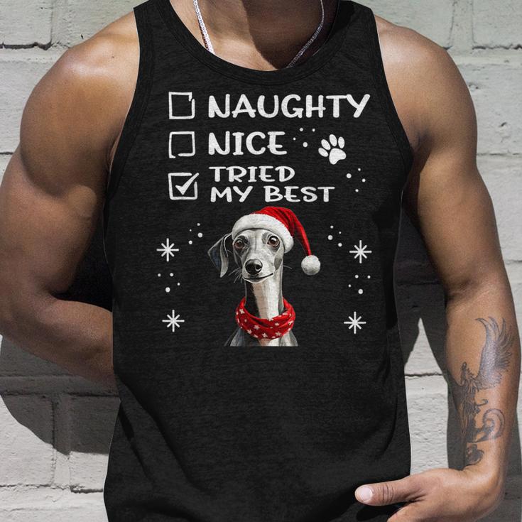 Niedlicher Whippet-Hund Weihnachten Naughty Nice Tried My Best Tank Top Geschenke für Ihn