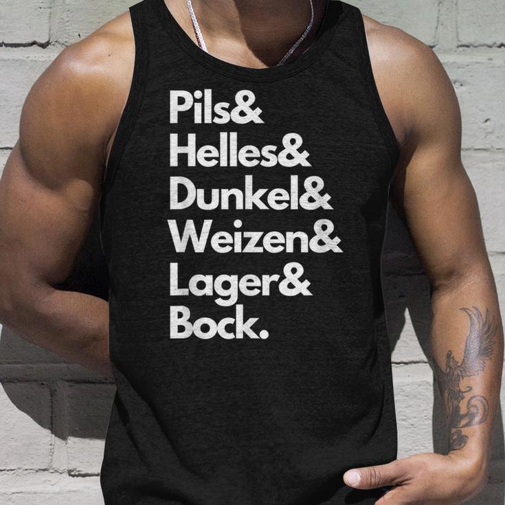 Pils Helles Dunkel Weizen Lager & Bock Biersorten Bier Trink Tank Top Geschenke für Ihn