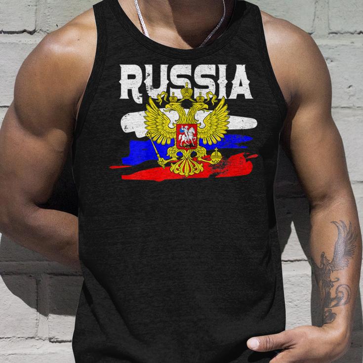 Russland Russia Russische Flagge Mit Adler Wappen Tank Top Geschenke für Ihn